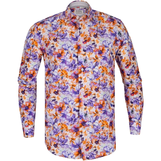 Treviso Abstract Floral Print Casual Cotton Shirt-on sale-Fifth Avenue Menswear