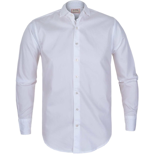 Celeste White Fine Twill Casual Cotton Shirt-new online-Fifth Avenue Menswear