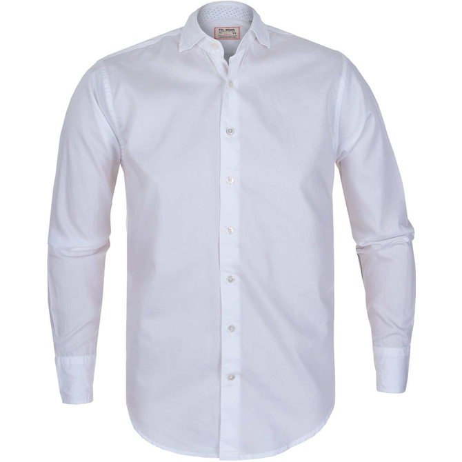 Celeste White Fine Twill Casual Cotton Shirt