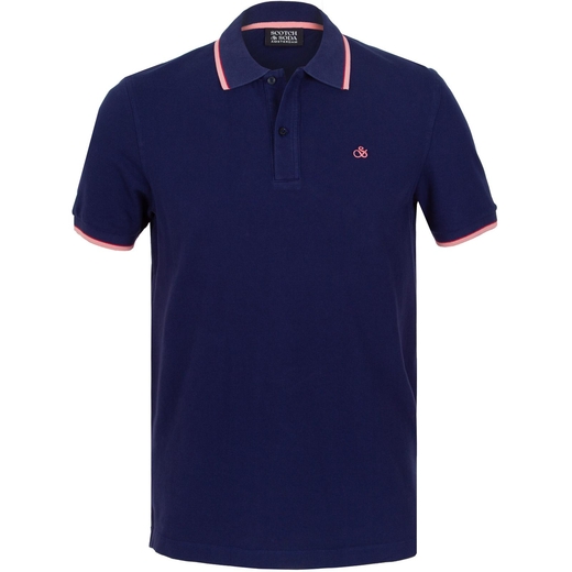 Regular Fit Navy Pique Polo With Collar Tipping-new online-Fifth Avenue Menswear