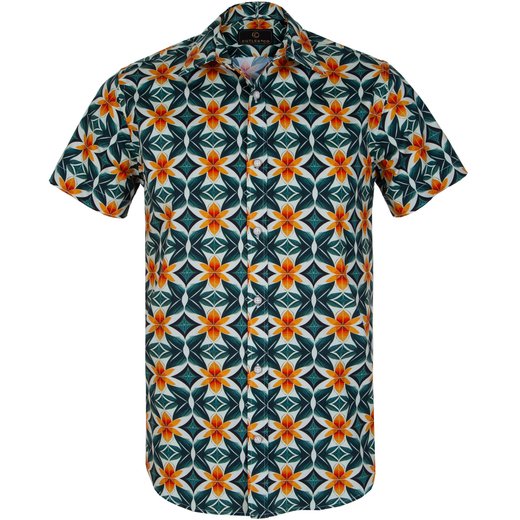 Brody Geometric Floral Print Short Sleeve Shirt-new online-Fifth Avenue Menswear