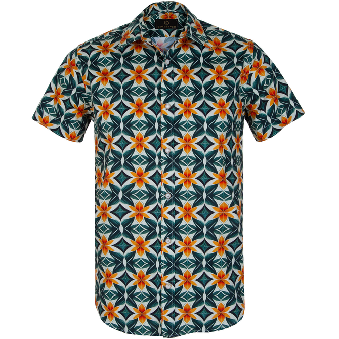 Brody Geometric Floral Print Short Sleeve Shirt