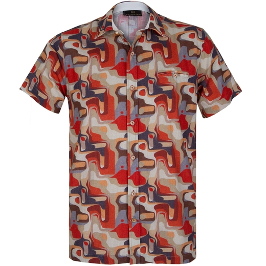 Ian 70's Abstract Print Short Sleeve Shirt-on sale-Fifth Avenue Menswear