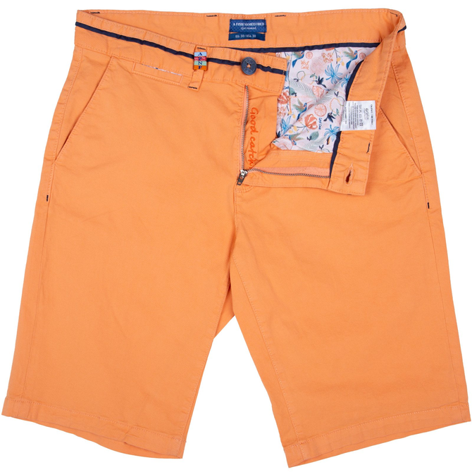 Bright Peached Twill Stretch Cotton Shorts