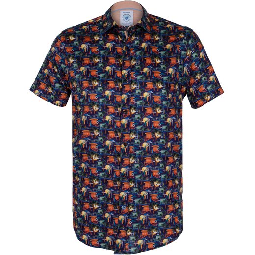 Beach Tower Print Stretch Cotton Casual Shirt-new online-Fifth Avenue Menswear