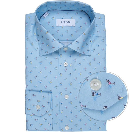 Contemporary Fit Cocktail Print Dress Shirt-new online-Fifth Avenue Menswear