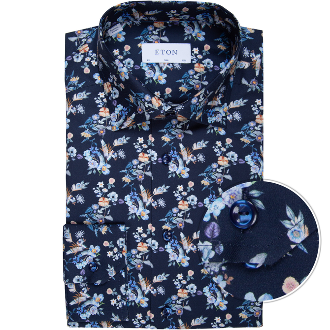 Slim Fit Floral Print Dress Shirt