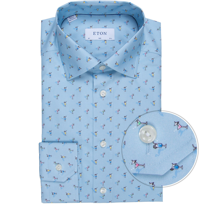 Slim Fit Cocktail Print Dress Shirt