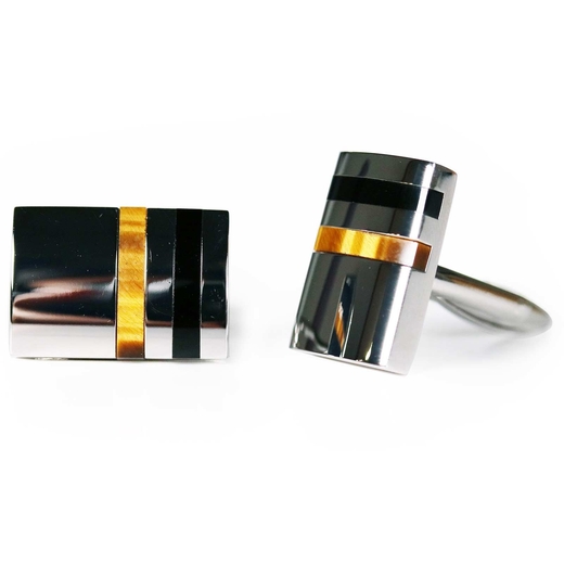 Tiger Eye & Onyx Inlay Cufflinks-new online-Fifth Avenue Menswear