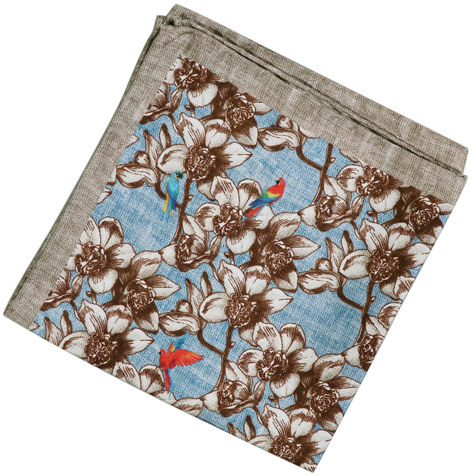 Floral Print Silk Pocket Square