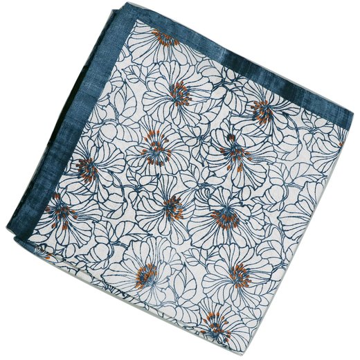 Floral Outline Print Silk Pocket Square-new online-Fifth Avenue Menswear