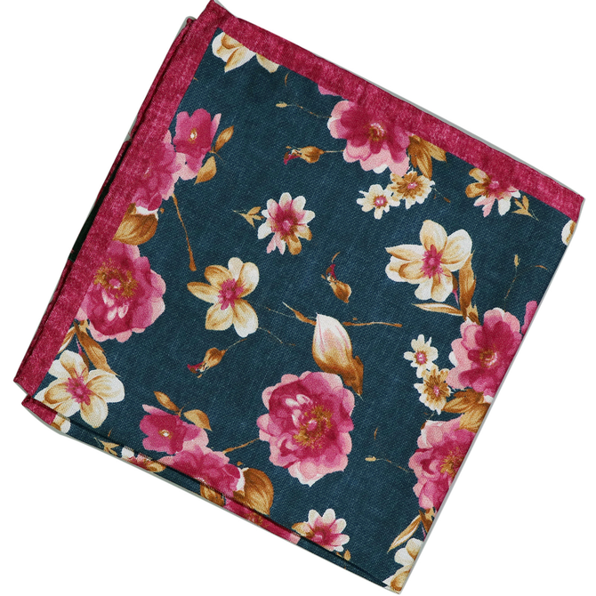 Floral Print Silk Pocket Square