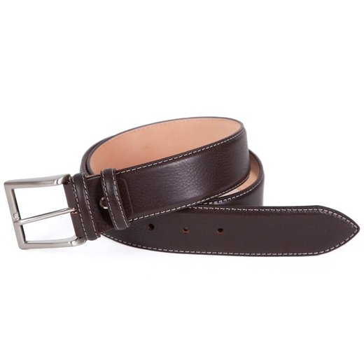 Wide Luxury Leather Contrast Edge Stitch Belt-gifts-Fifth Avenue Menswear