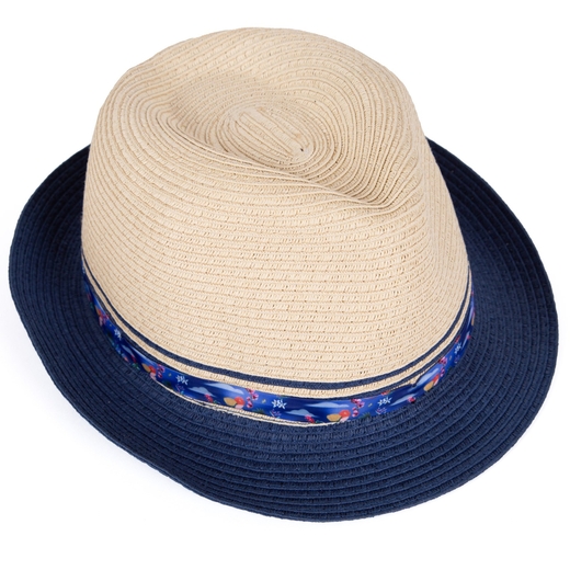 Two Tone Straw Hat With Tropical Print Band-new online-Fifth Avenue Menswear