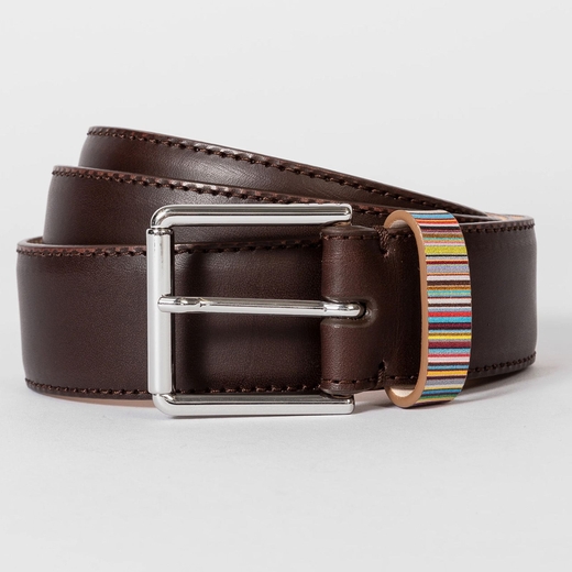 Signature Stripe Keeper Leather Belt-new online-Fifth Avenue Menswear