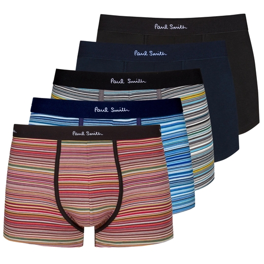 5 Pack Signature Stripe & Plain Trunks-new online-Fifth Avenue Menswear