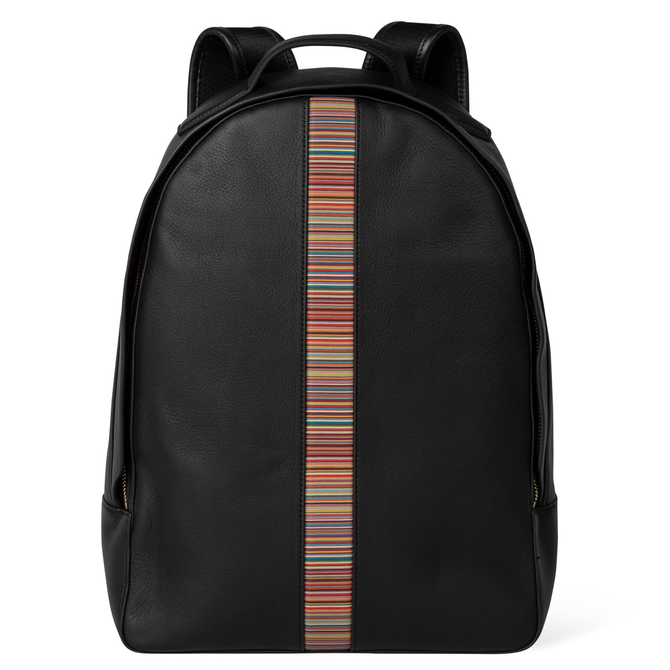 Luxury Leather Signature Stripe Backpack