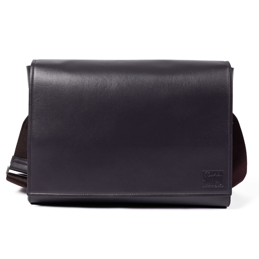 Dark Purple Leather Messenger Bag-new online-Fifth Avenue Menswear