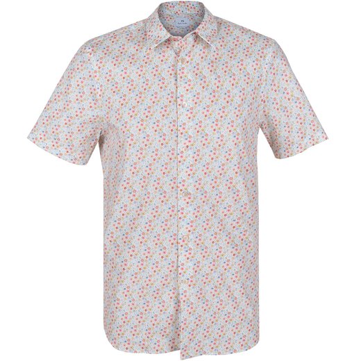 Tailored Fit Small Floral Print Short Sleeve Shirt-new online-Fifth Avenue Menswear