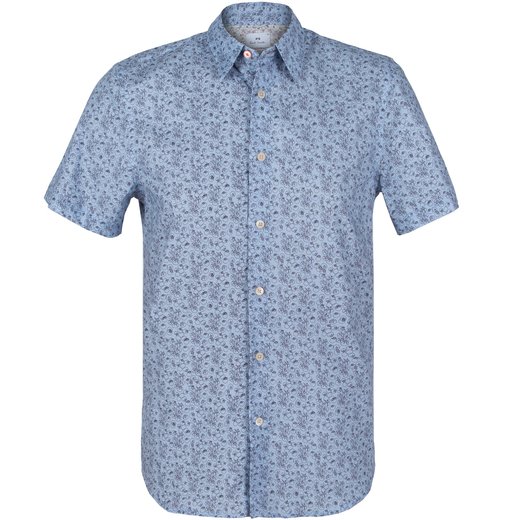 Tailored Fit Small Line Floral Print Short Sleeve Shirt-new online-Fifth Avenue Menswear