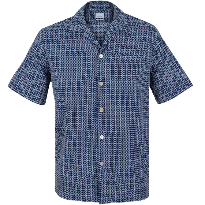 Classic Fit Geometric Pattern Short Sleeve Shirt