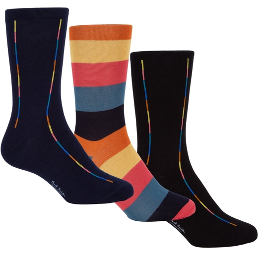 3 Pack Artist Stripe Mix Cotton Socks-new online-Fifth Avenue Menswear