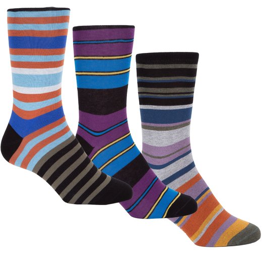 3 Pack Multi Stripes Cotton Socks-new online-Fifth Avenue Menswear