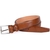 Slim Feather Edge Brown Leather Dress Belt