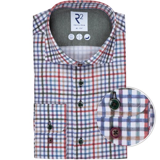 Multi-coloured Check Poplin Cotton Dress Shirt-new online-Fifth Avenue Menswear