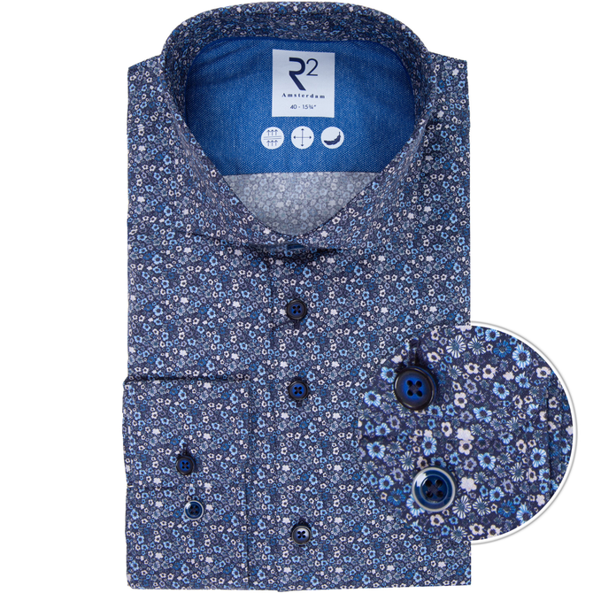 Luxury Cotton Micro Floral Print Dress Shirt