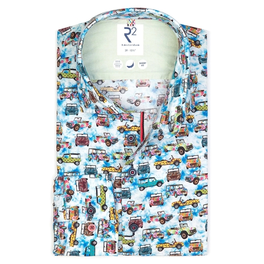 Luxury Stretch Cotton Jeep Print Casual Shirt-on sale-Fifth Avenue Menswear