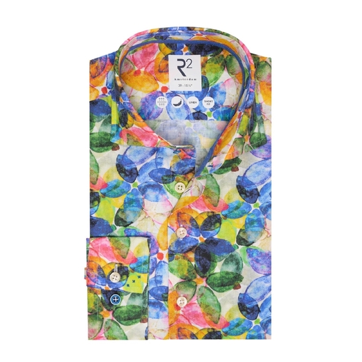 Luxury Linen Bright Floral Print Shirt-on sale-Fifth Avenue Menswear