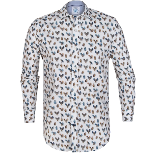 Owls Print Stretch Cotton Shirt-new online-Fifth Avenue Menswear