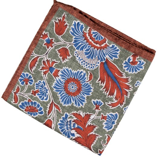 Vintage Floral Print Silk Pocket Square-new online-Fifth Avenue Menswear