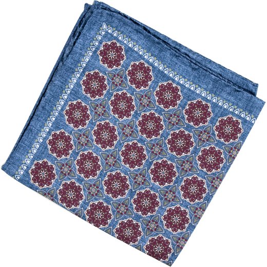 Vintage Geometric Print Silk Pocket Square-new online-Fifth Avenue Menswear