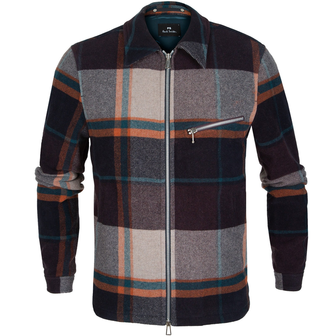 Wool Blend Check Harrington Jacket