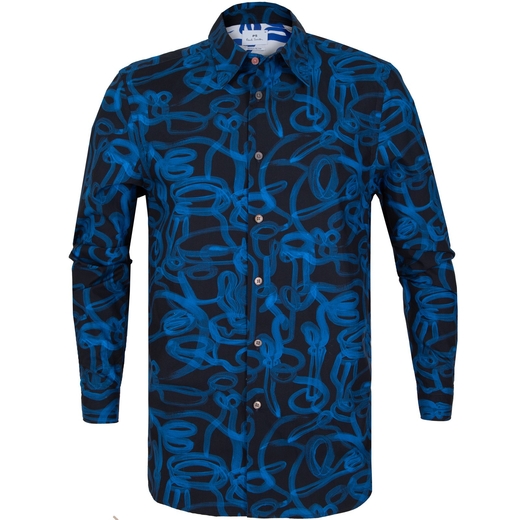 Tailored Fit Scribble Print Casual Shirt-new online-Fifth Avenue Menswear