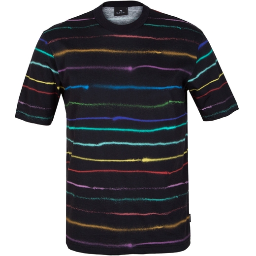 Organic Cotton Spayed Stripe Print T-Shirt-new online-Fifth Avenue Menswear