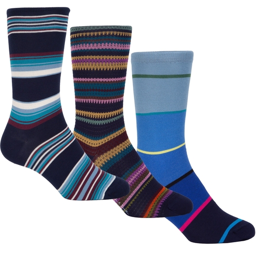3 Pack Multi Stripes Cotton Socks-new online-Fifth Avenue Menswear