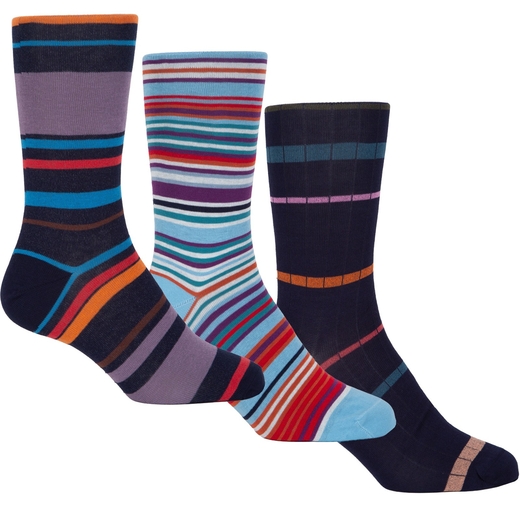 3 Pack Multi Stripes Cotton Socks-new online-Fifth Avenue Menswear