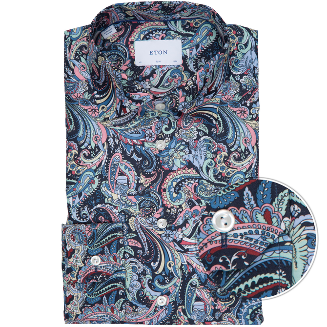 Slim Fit Luxury Cotton Paisley Print Dress Shirt