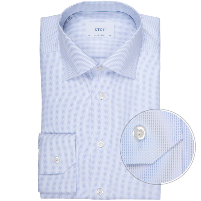 Contemporary Fit Luxury Cotton Twill Herringbone Dobby Dress Shirt