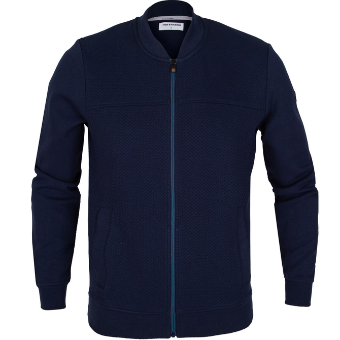 Zip-up Bomber Mixed Jacquard Sweat Jacket