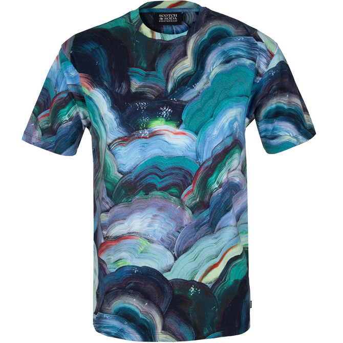 Relaxed Fit Abstract Cloud Print T-Shirt