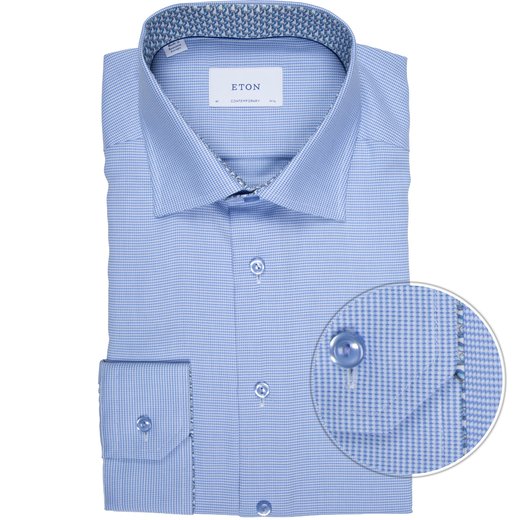 Contemporary Fit Luxury Cotton Dobby Dress Shirt With Parrot Print Trim-new online-Fifth Avenue Menswear