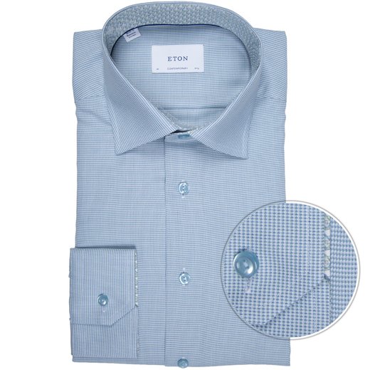 Contemporary Fit Luxury Cotton Dobby Dress Shirt With Parrot Print Trim-new online-Fifth Avenue Menswear
