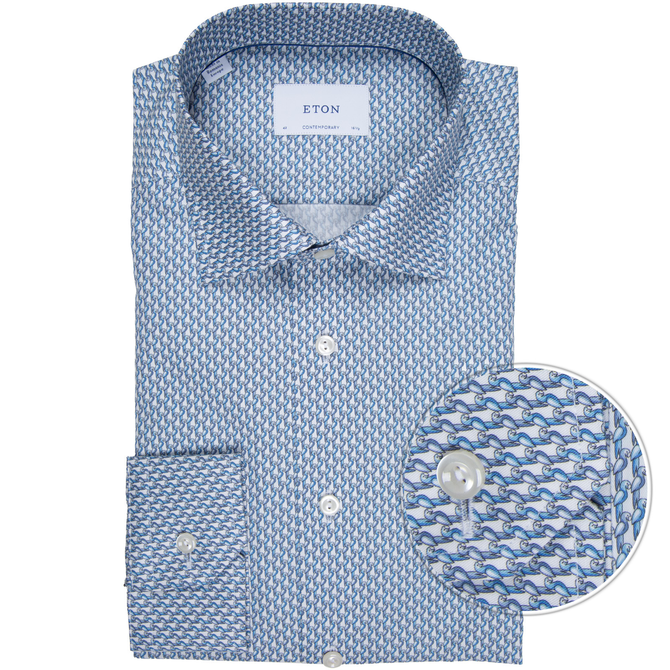 Contemporary Fit Luxury Cotton Parrot Print Dress Shirt