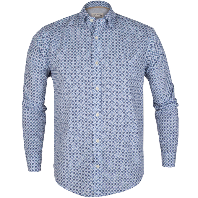 Treviso Geometric Flower Print Casual Cotton Shirt