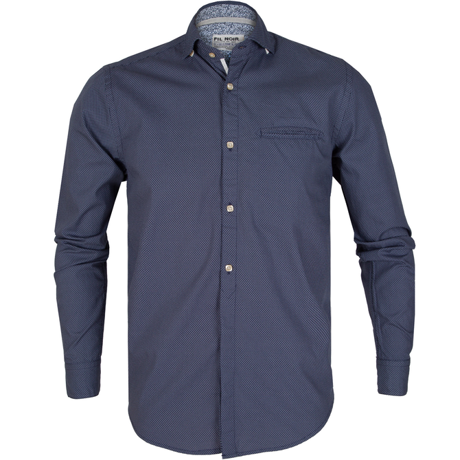 Bruno Micro Geometric Print Casual Cotton Shirt