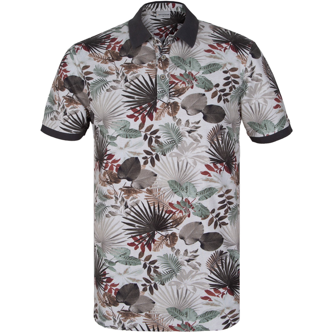 Leaf Print Pique Polo